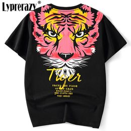 Printed Short Sleeve Casual T-Shirts Summer Men's Tiger Head Hip Hop Cotton Streetwear Tops Tees