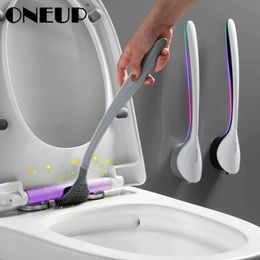 ONEUP New Tongue Toilet Brush Wall Long Handle Cleaning Brush For Toilet Household Floor Cleaning Tools Bathroom Accessories 210329