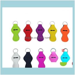 Event Festive Supplies Home & Gardencolorful Keychain Neoprene Chapstick Party Festival Favour Solid Colour Key Ring Fashion Lip Holder Lipsti
