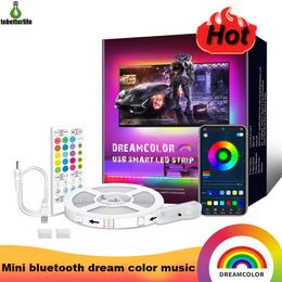 Dream Color 2812 TV Strip Light USB 5V 1M 2M 3M 5M Waterproof Non-waterproof Backlight Bluetooth Music Sync