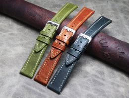 Quick Release Strap Breathable Genuine Leather Watch Band Wristband 18/19/20/21/22mm vintage Oil wax leather watch accessories