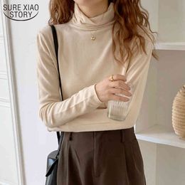 Solid Office Lady Style Cotton Sweater Turtleneck Heap Collar Pullover Women Long Sleeve Bottoming Knitwear Femme Jumper 11539 210508
