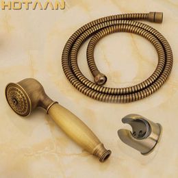 Antique Brass Hand shower Set hand +1.5M Shower Hose Pipe+Hand Holder 210724