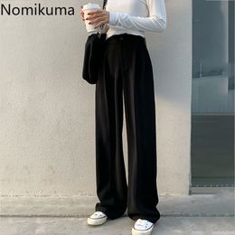 Nomikuma High Waist Elegant Women Suit Pants Causal Solid Long Trousers Spring New Wide Leg Pants Mujer Pantalones 6E088 210427