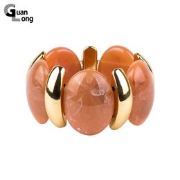 Guanlong Fashion Personality Big Chocolate Resin Charm Rope Type Elastic Knot Bracelet 2021 Summer Accessories Bangle