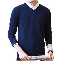 Men's Sweaters Candy Colour Solid Sweater Men 2021 Casual Winter V Neck Pullover Business Dress Knitwear Pull Homme Knitted