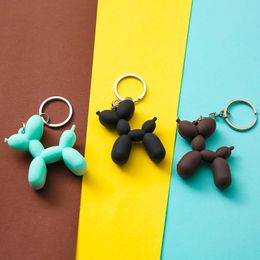 10Pieces/Lot 5 Colour Soft Rubber PVC Stereo Keychain Nice Gift DIY Pendant Car Interior Korean Style Balloon Dog Cartoon Keyring Key Chains