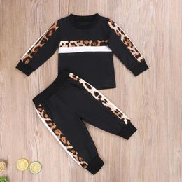 Kids Baby Clothes Casual Outfit Autumn Winter Girls Clothing Sets Toddler Children Leopard Print Tracksuit For Boys 210515