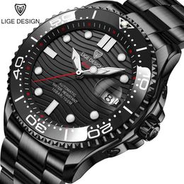 2021 New Sports Watch Lige Top Brand Luxury Men Watches Automatic Mechanical Watch Stainless Steel Waterproof Watch Reloj Hombre Q0524