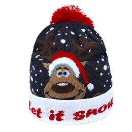 Fashion Winter Jacquard New Winter Ftival Christmas LED Knitted hat Beanie Hats