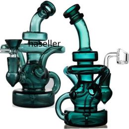 7.9inchs Hookahs Recycler Oil Rigs Thick glass Water Bongs Smoke Glass Pipe Feb Egg Bong Dab With 14mm banger