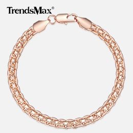 5mm Bracelet for Women Girls 585 Rose Gold Bismark Link Chain Bracelets Woman Jewellery Hot Party Jewellery Gifts 18cm 20cm GB422