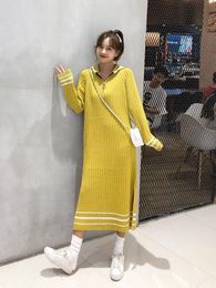 Casual Dresses WAVSIYIER Korean 2021 Cute Jumper Spring Winter Oversized Elegant Sweater Dress Women Loose Vintage Pullover Woman Knitted Th