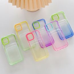 Candy color contrast card bag gradient Transparent Phone Cases for iPhone 13 Mini 12 11 Pro XS Max XR X 7 8 Plus Simplicity fashion cute shockproof cover case