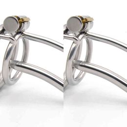 Nxy Cockrings Stainless Steel Male Chastity Devices Cage with Urethral Catheter Penis Lock Ring Sex Toys for Men Belt 0215