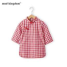 Mudkingdom Chinese Dress Baby Girls Long Sleeve Cotton Floral Kids Clothes Princess Cute 210615