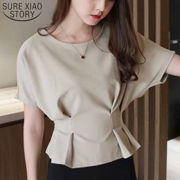 Chiffon Blouse Women Korean Fashion Clothing Solid Batwing Sleeve Plus Size Harajuku Ladies Tops 3624 50 210417