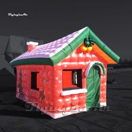 Customised Outdoor Winter House Red Inflatable Christmas Cottage 4m Party Tent Air Blown Xmas Hut For Advertisement