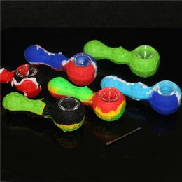 Bees Silicone Smoking Pipes Travel Tobacco Spoon Cigarette Tubes Glass Bong Dry Herb Hand Pipe