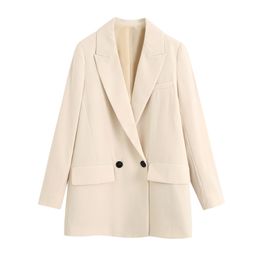 Spring Women's Suit Coat Offical Lady Solid Notched Collar Loose Blazer Women Causal Jacket 210430