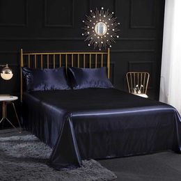 High Quality Bedding Set Luxury King Size Bedsheet Elastic Black Satin Pillowcase Bedclothes Fitted Bed Sheet Textile for Home