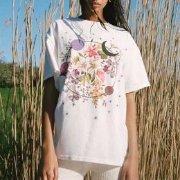 inspired super-oversized tee women white cotton short sleeve summer tshirt tops new floral graphic print t shirt tee women 210412