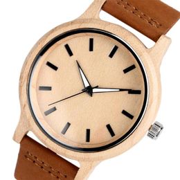 Wristwatches Maple Wood Watch Women Quartz Genuine Leather Band Female Wristwatch Trendy Natural Wooden Ladies Watches