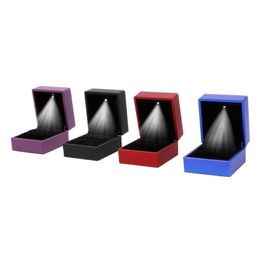 led gift boxes UK - Jewelry Pouches, Bags LED Lighted Earring Ring Gift Box Wedding Engagement Display