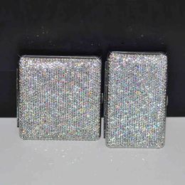 Crystal Led Light Car Ashtray Shiny Diamond Cigarette Case Box Charging Windproof Plasma Lighter Slim for Women