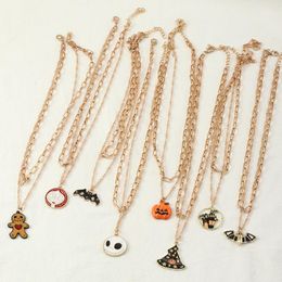 Chokers Fashion Vintage Punk Gothic Bat Pumpkin Halloween Pendants Necklace For Women Simple Gold Chain Choker Jewellery Gift