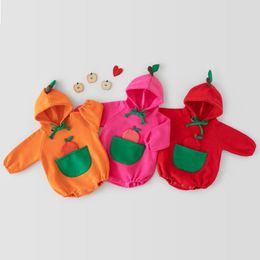 New Spring Thicken Lining Baby Girl Bodysuits Cartoon Cotton Baby Jumpsuit With Hoodie Little Kids Boy Clothing 210413