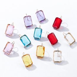 Gold Color studs Glass Crystal Rhinetsone Stud Earrings for Women square Zircon Earings jewelry Wedding Gift