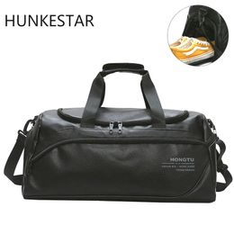 Outdoor Bags Shoulder Soft Leather Gym Travel Bag For Men Sports Fitness Gymtas Duffel Training Luggage Tas Sac De Sport