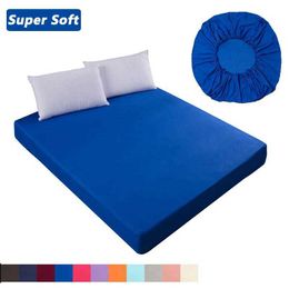 Surper Soft Fitted Sheet With Elastic Band Mattress Protector Bedspread Fit For Double Bed Cover 160x200 150X200 King Size 210626