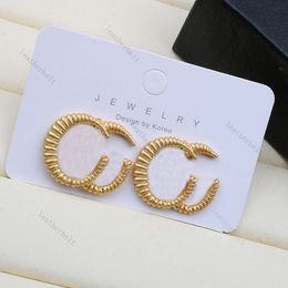 Double Letter Earrings Classic Gold Ear Stud Embossed Stamp Studs Thanksgiving Gift