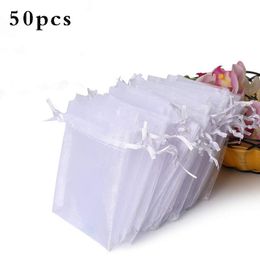 organza drawstring bags Australia - Gift Wrap 50Pcs Resealable Drawstring Bags Jewelry Packaging Clear Organza Bag Candy Storage Package Pouches
