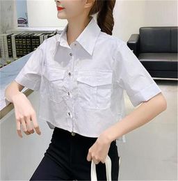 Summer Women Blouse Fashion Turn Down Collar Short Sleeve Letter Print Shirts Party Ladies Tops size S-XL