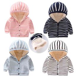 Children's Fleece Padded Sweater Hooded Jacket Toddler Baby Girls Boys Clothing Coats Winter Cute Boy Girl Clothes for Kids 210818