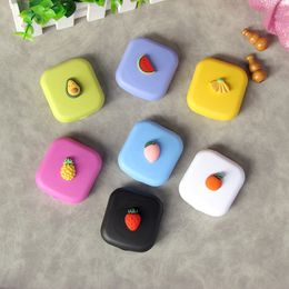 mirror boxes wholesale Australia - Mini Contacts Lens Case Fashion Fruit Women Travel Kit Easy Carry Mirror Colored Contact Lenses Box Case Container 20211230 T2