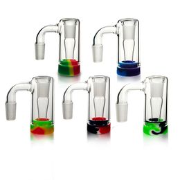 14mm Male Glass Ash Catcher With Colours Silicone Contain Smoking Accessories Straight Slicone Bong For Water Pipes Bongs In Stock ASH-P501