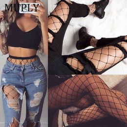 2021 Sexy Mesh Fishnet Pantyhose New Summer Black Slim Fishnet Tights Stockings Big/Middle/Small Net Party Club Hosiery Y1119