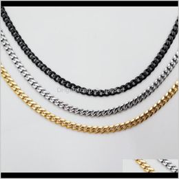 Chains & Pendants Drop Delivery 2021 45Cm Golden Black Cuban Link Necklaces Stainless Steel Necklace Fashion Punk Chain Choker Jewellery For Me