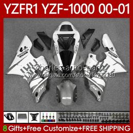 Motorcycle Bodywork For YAMAHA YZF-R1 YZF1000 YZF R 1 1000 Grey white CC 00-03 Bodys 83No.74 YZF R1 1000CC 2000 2001 2002 2003 YZF-1000 YZFR1 00 01 02 03 OEM Fairing Kit