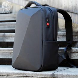 Black Backpack Urban Fashion Business For Men Laptop Bags Password Lock Anti-theft With USB School Daypack