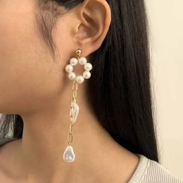 Bohemian Flowers Dangle Earrings Fashion Punk Geometric Tassel Drop Earrings For Women Baroque Simulated Pearls Brinco Jewelry