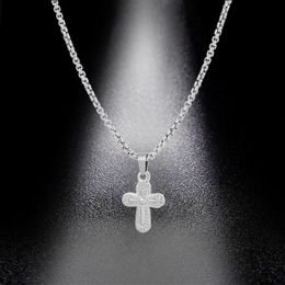 Pendant Necklaces Silver Colour Cross Necklace For Women And Men Stainless Steel Cuban Chain Statement Wedding Jewellery