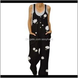 & Rompers Womens Clothing Apparel Drop Delivery 2021 Summer Holiday Casual Sleeveless Jumpsuits Fashion Ladies Boho Floral Bodysuit Loose Lon