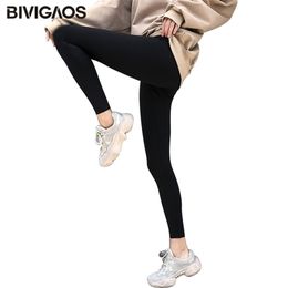 BIVIGAOS Women Sharkskin Black Leggings Thin Workout Stretch Sexy Fitness Leggings Skinny Legs Slimming Sport Leggings 211014