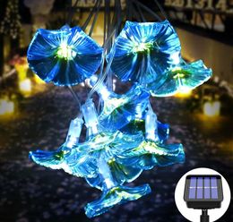 Solar Lamps Christmas Lights Outdoor Solar Flower Light Waterproof 10LED Morning Glory Fairy Decorative String Lights for Gardens Home