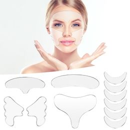 11Pcs Reusable Silicone Wrinkle Removal Sticker Face Forehead Neck Eye Stickers Pad Anti Ageing Skin Lifting Care Patch J017 3 sets